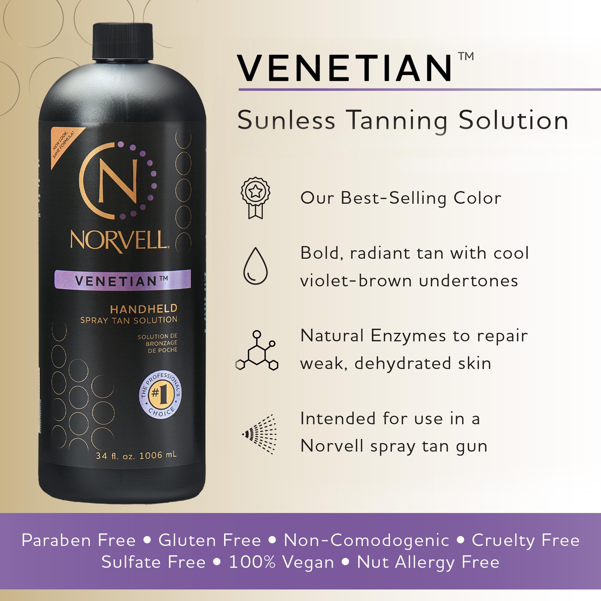 Norvell Venetian spray tan gun for smooth, even application.