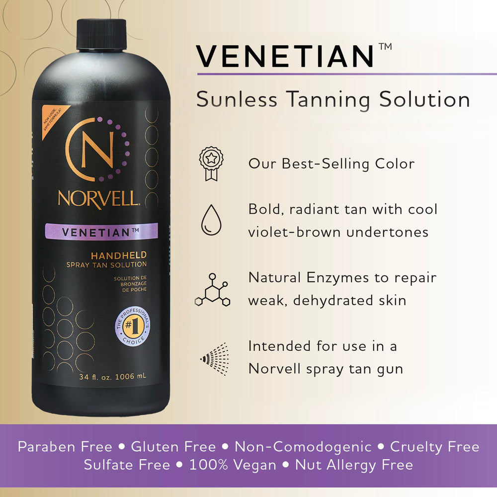 Norvell Venetian spray tan gun for smooth, even application.
