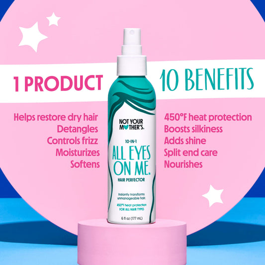 Not Your Mother's All Eyes On Me mist being sprayed on damp hair for detangling.