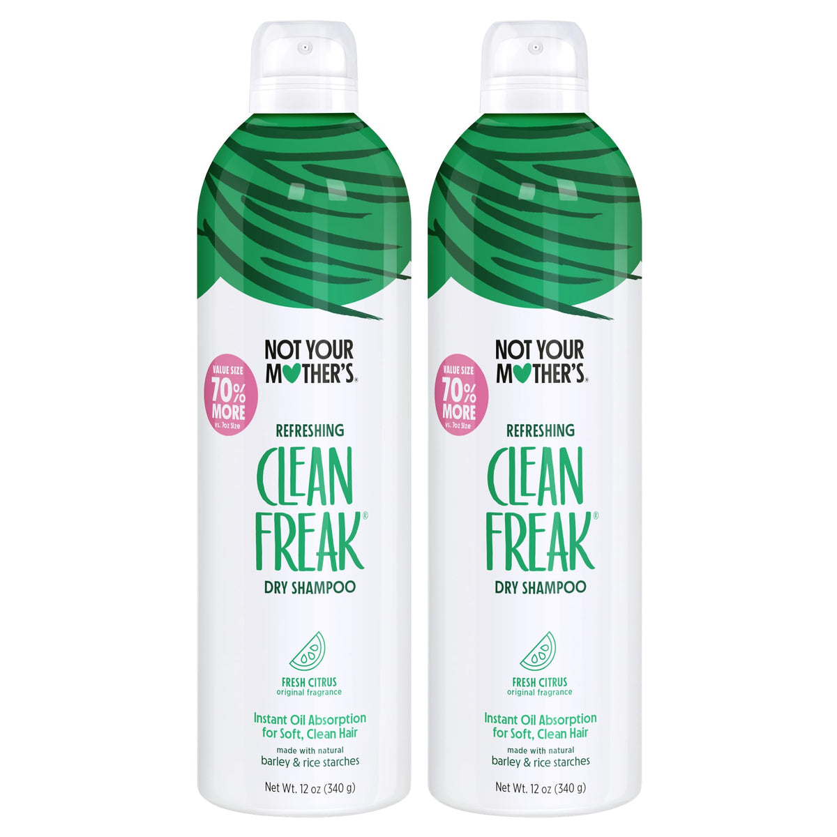 Not Your Mother's Clean Freak refreshing dry shampoo bottles provide rapid oil absorption.