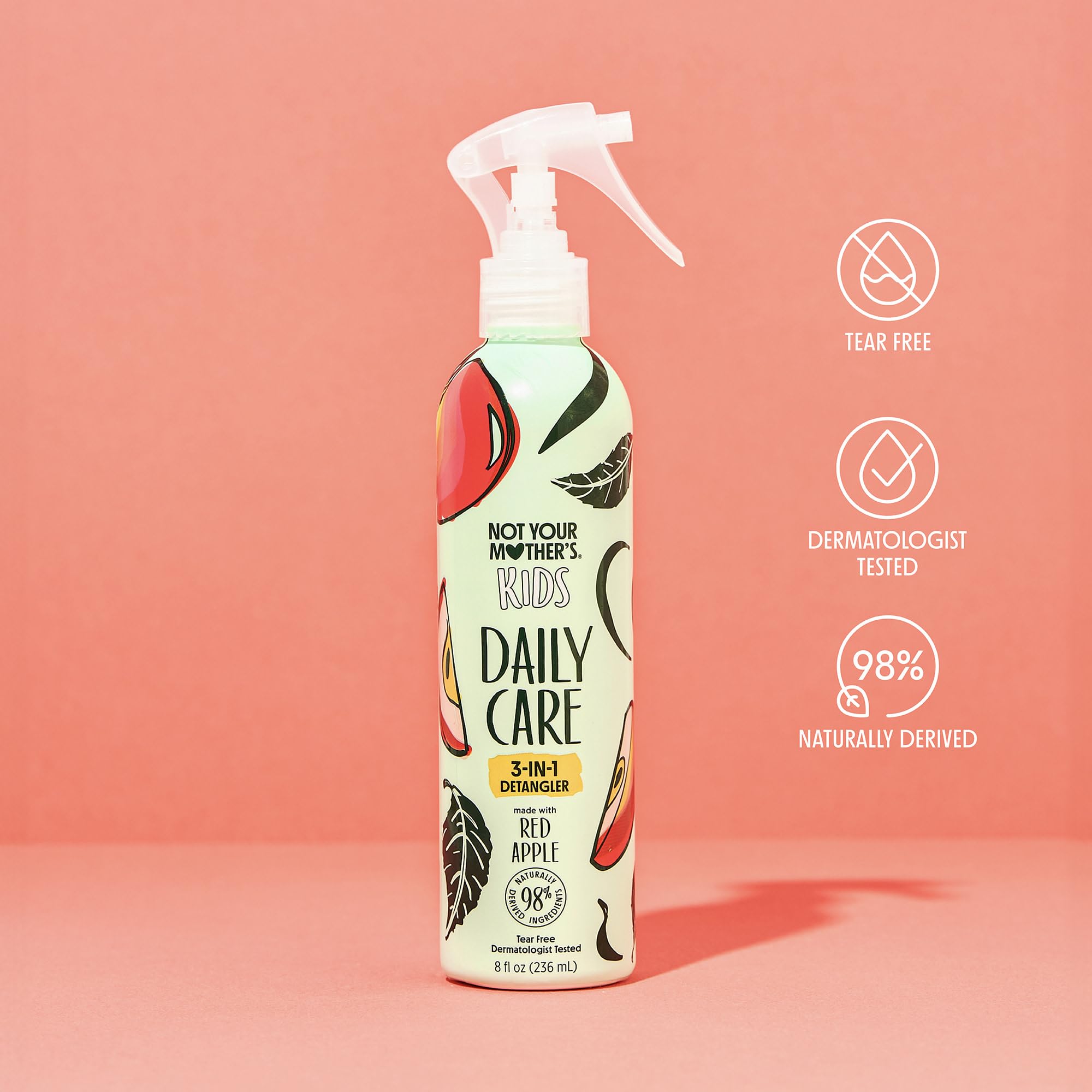 Allergen-free and sulfate-free icons on Not Your Mother's Kids packaging.