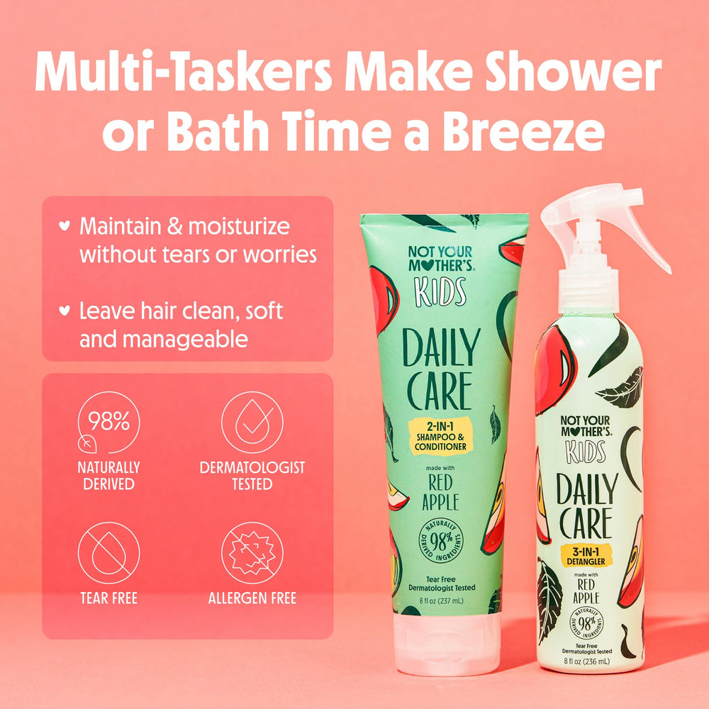 Dermatologist-tested seal on Not Your Mother's Kids packaging signals kid-friendly safety.