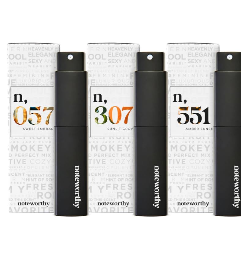 Noteworthy Essentials Trio box and packaging showcasing three portable travel sprays for on-the-go scent