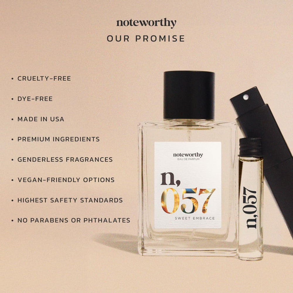 Noteworthy n057 Sweet Embrace front view bottle captures warm, inviting notes