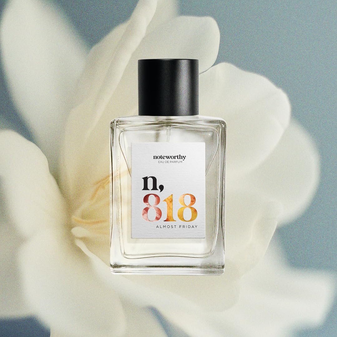 Noteworthy n,818 label detail emphasizes luxury branding and sensory storytelling.