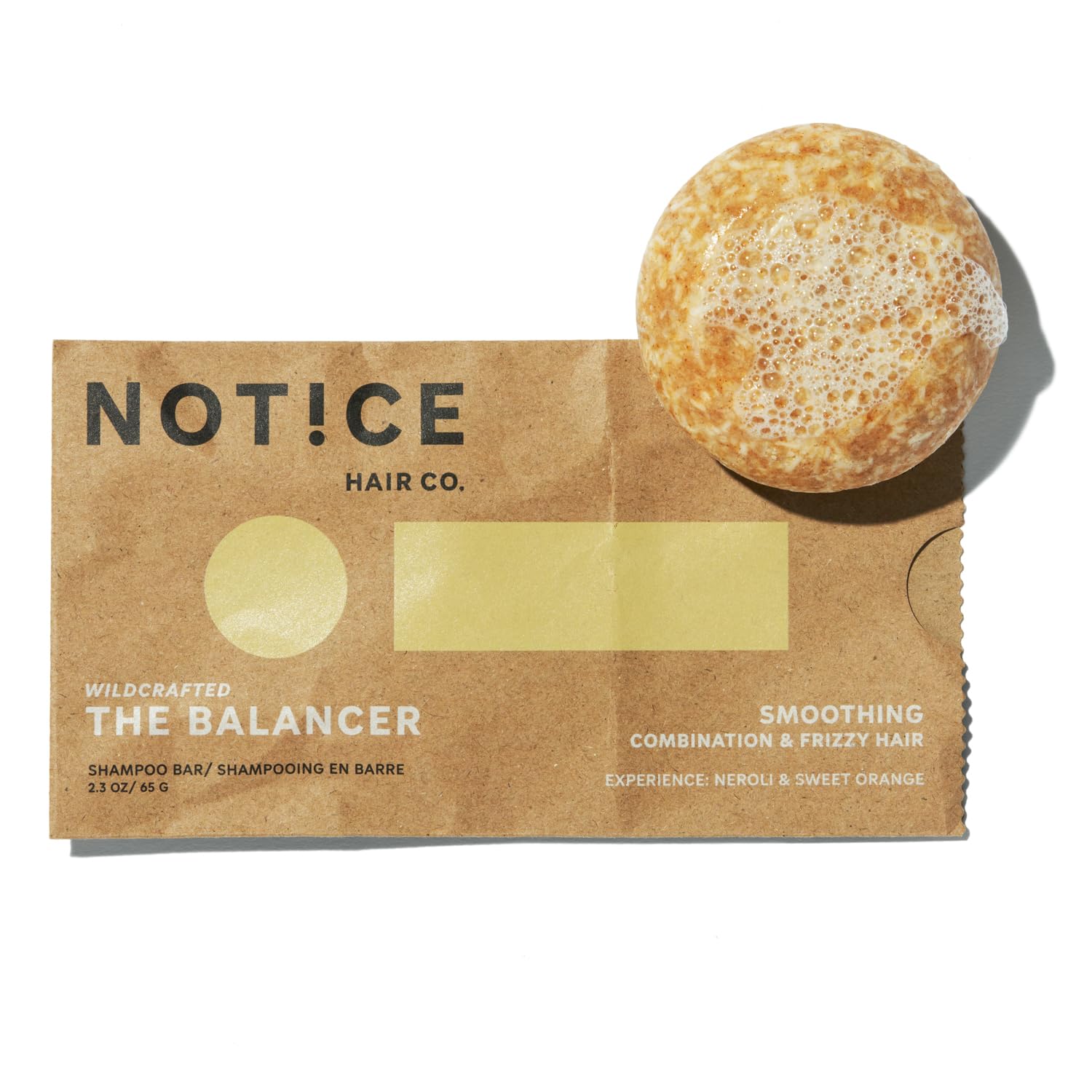 NOT!CE Hair Co. Balancer bar packaging highlights vegan, cruelty-free care.