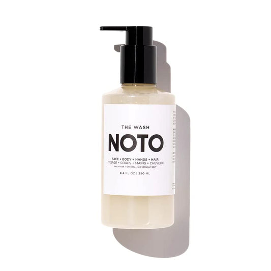 NOTO Botanics The Wash bottle front, versatile daily-use cleanser for face, hands, body, and hair
