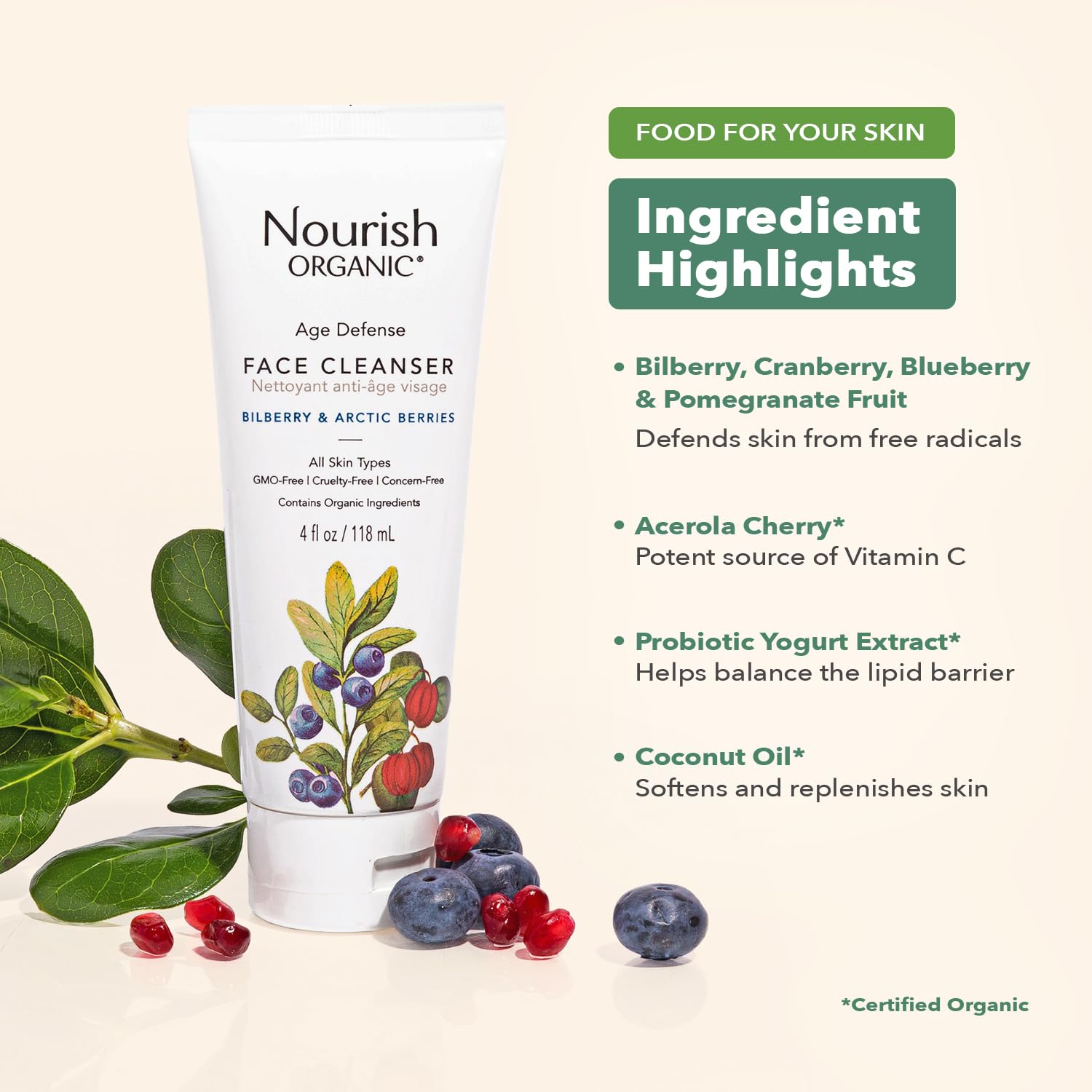 Nourish Organic Aloe Vera soothing essence visible in formula
