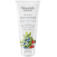 Nourish Organic Face Cleanser bottle showing the product and clean design for daily use
