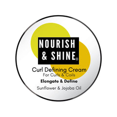 Nourish & Shine Curl Defining Cream bottle for defined curls and frizz control.