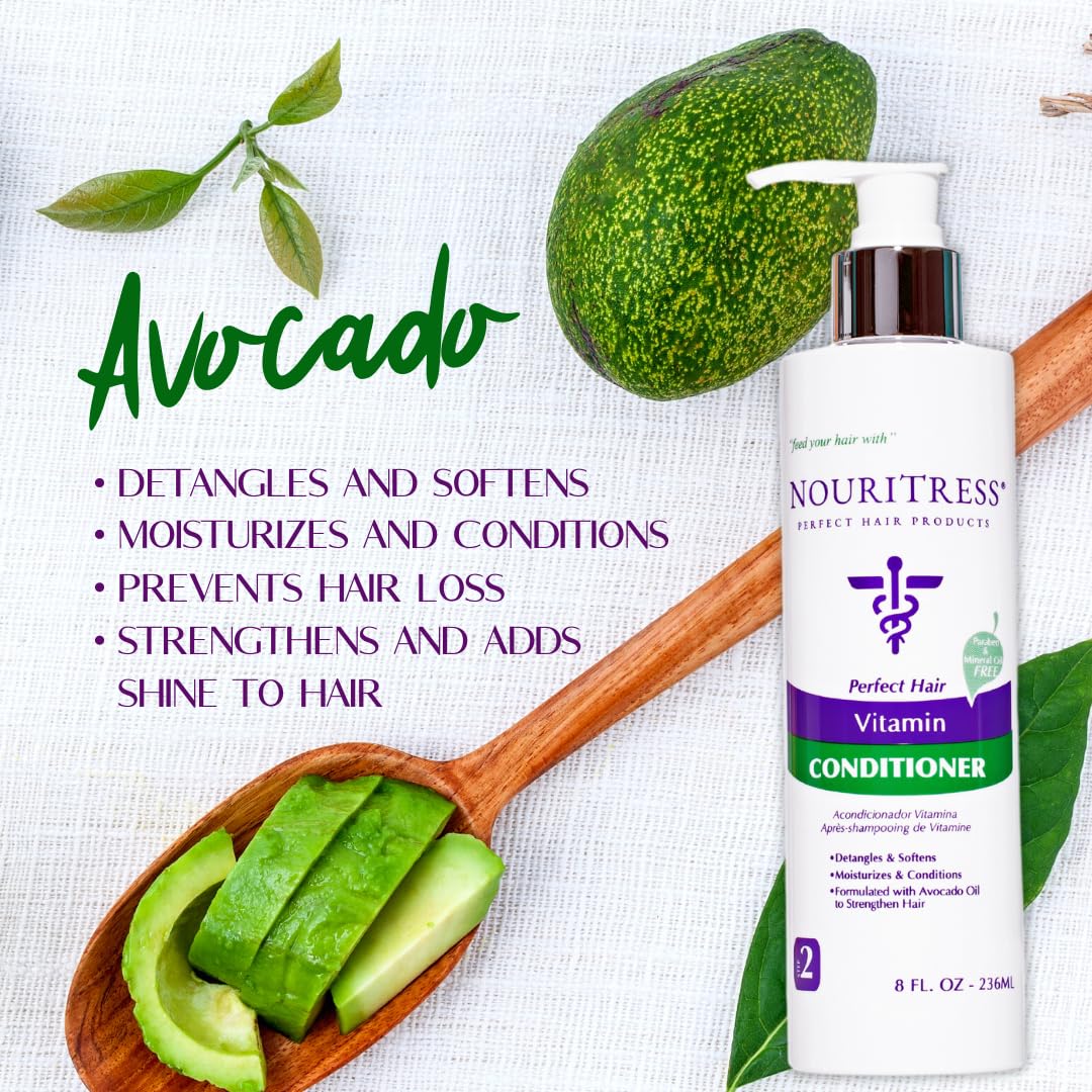 NouriTress Vitamin Conditioner application routine reduces tangles for effortless styling.