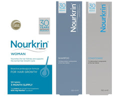 Nourkrin Woman value pack on display, complete hair nutrition solution.