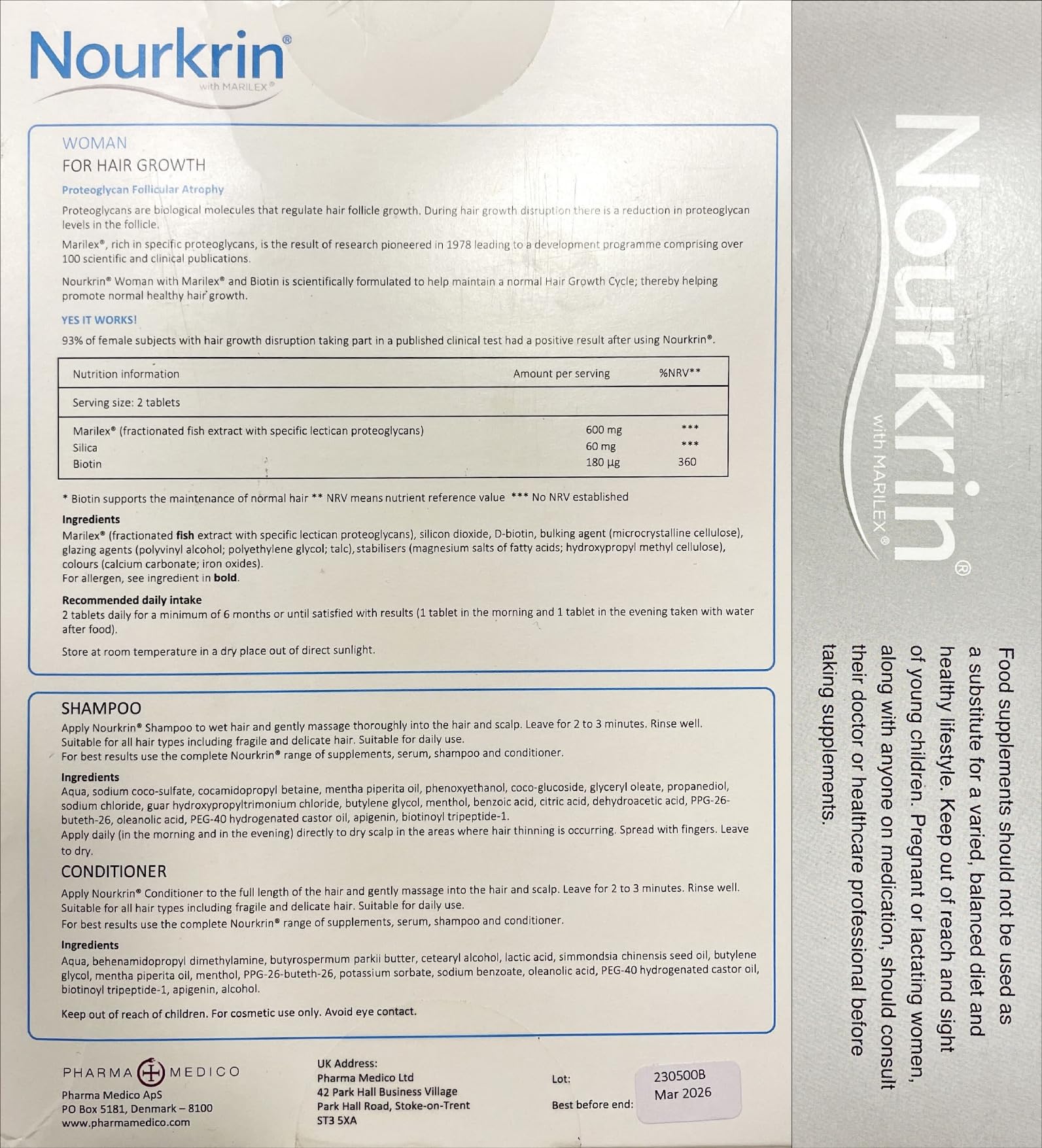 Nourkrin Woman free conditioner bottle supporting overall hair health.