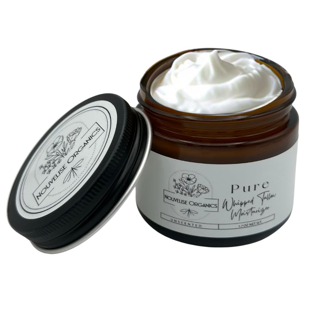 Nouvelise Pure Whipped Tallow Moisturizer on dry elbows and hands.