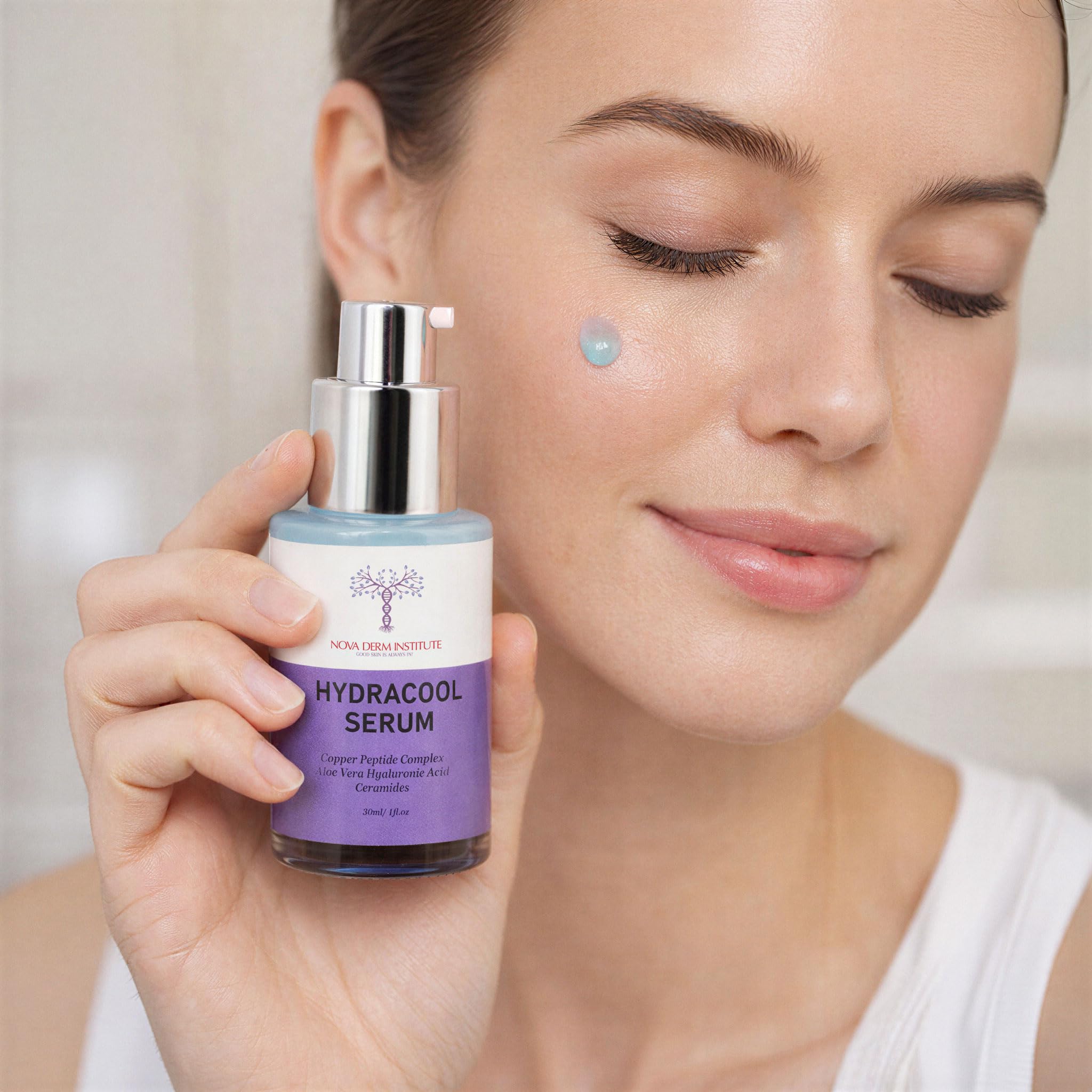 Nova Derm Institute fragrance-free serum close-up suitable for sensitive skin