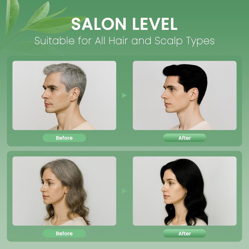 Nova DYE shampoo lathering into hair shows even color distribution.