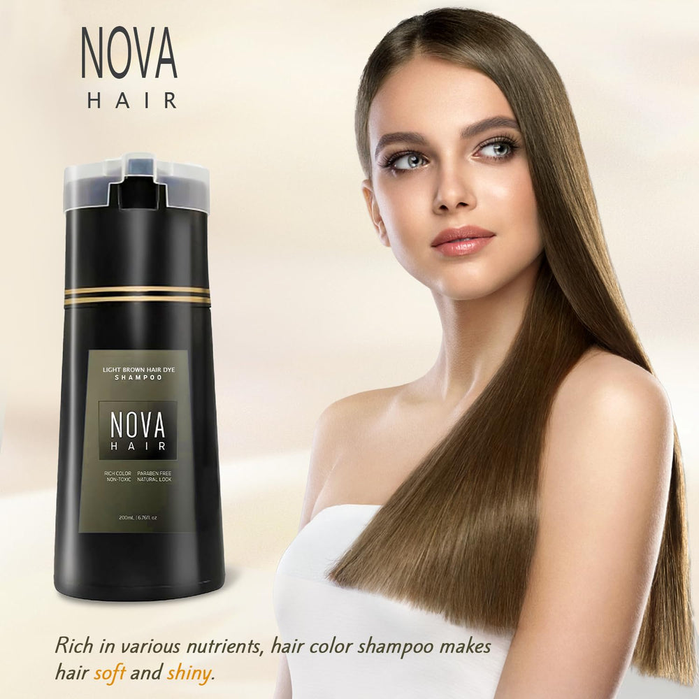 Nova Hair Dye Shampoo foam application showing easy, mess-free home use