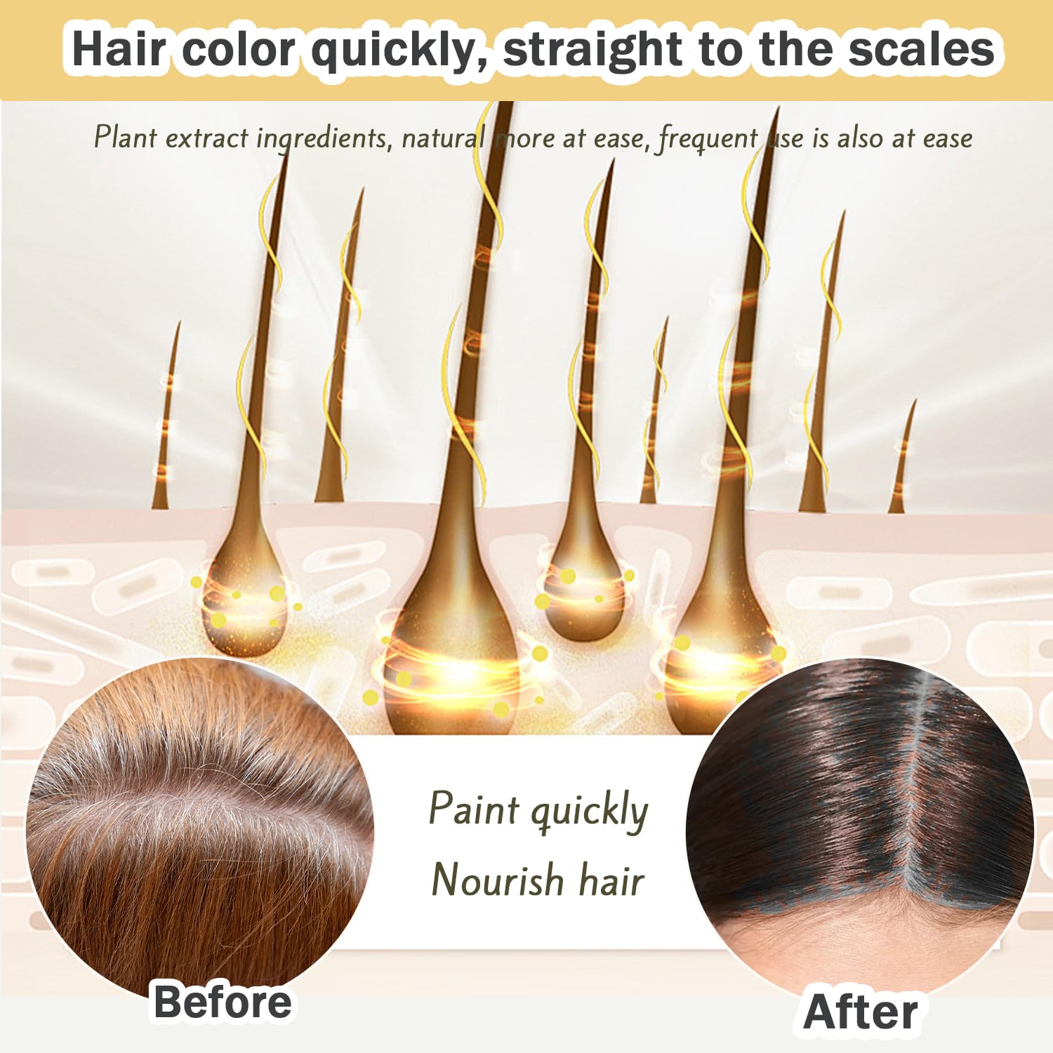 Nova Hair Dye Shampoo hair shine creates a darker, more even tone