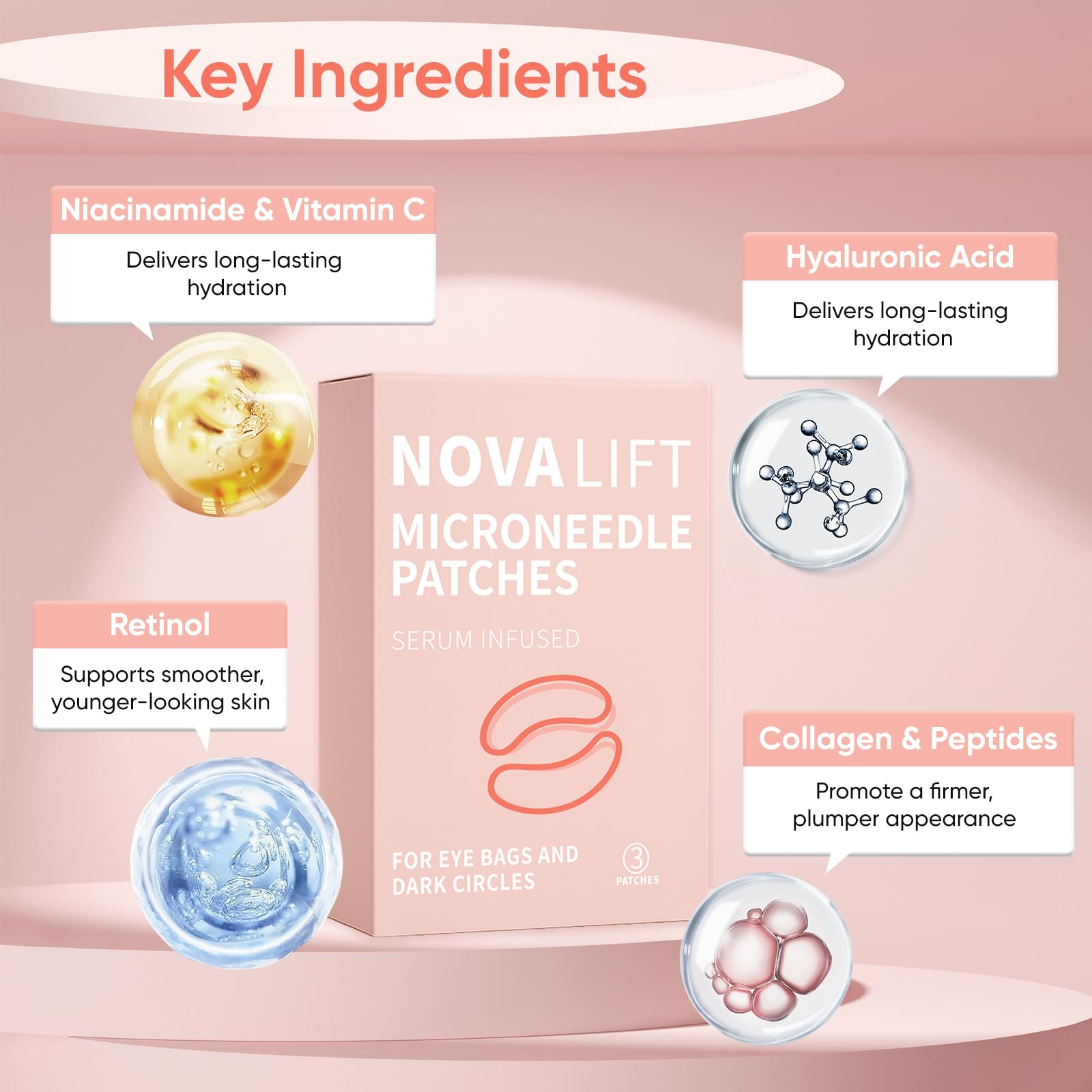 NOVALIFT Micro Eye Patches close-up of patches ready to hydrate under-eye skin