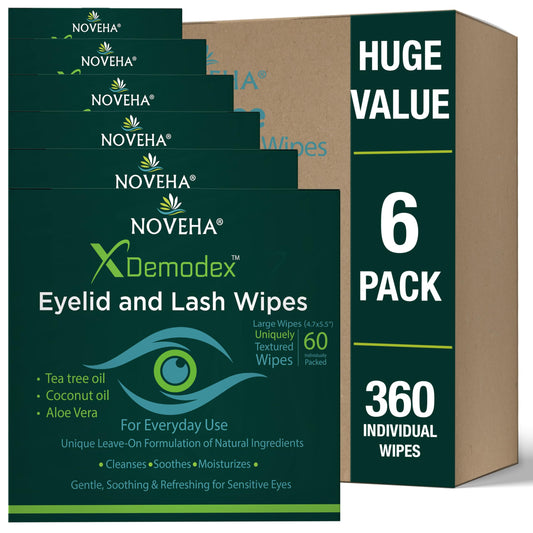 NOVEHA 360pcs demodex eyelid wipes for gentle cleansing of lashes and lids daily hygiene