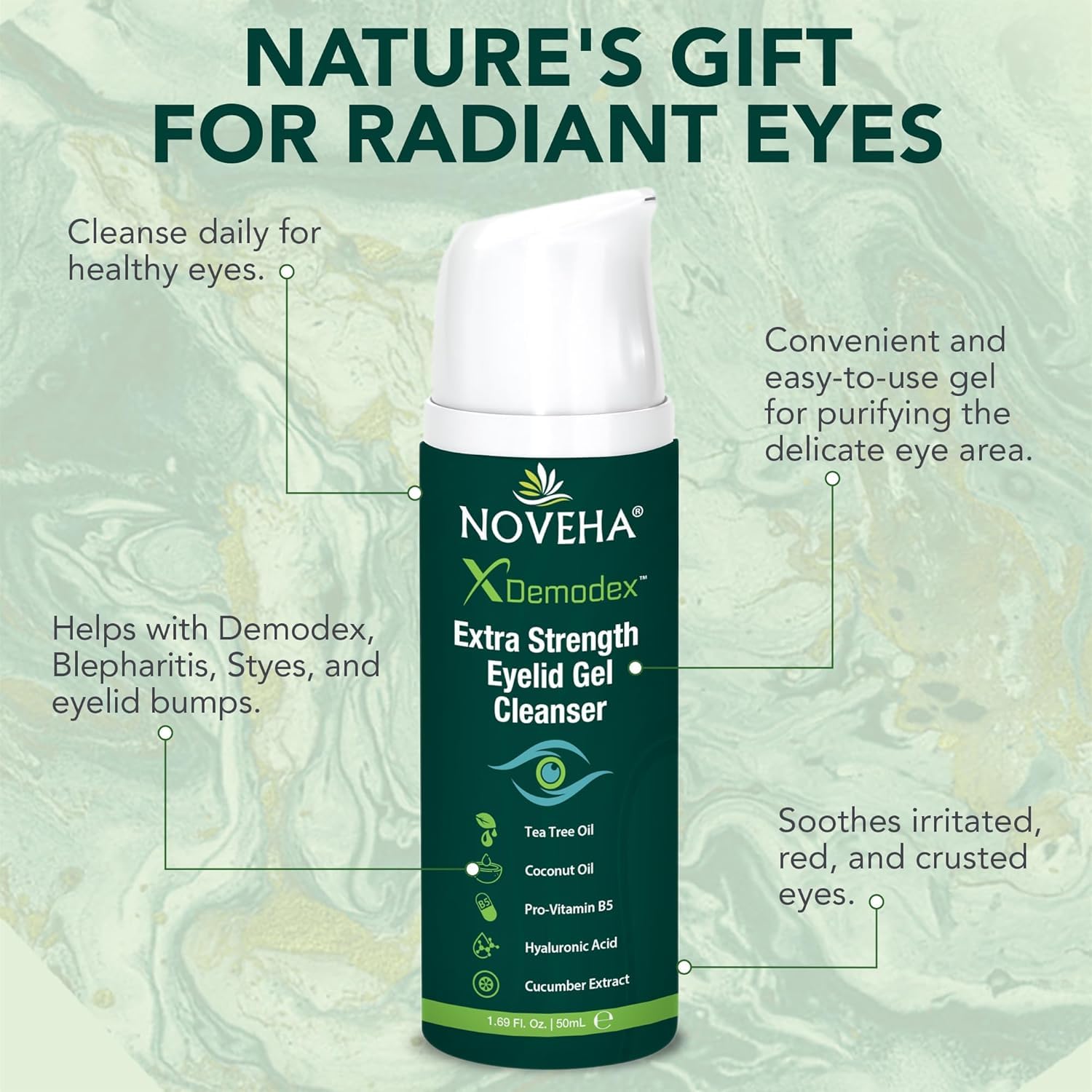 NOVEHA Demodex Eyelid Gel Cleanser pack of 3 highlights value and routine care