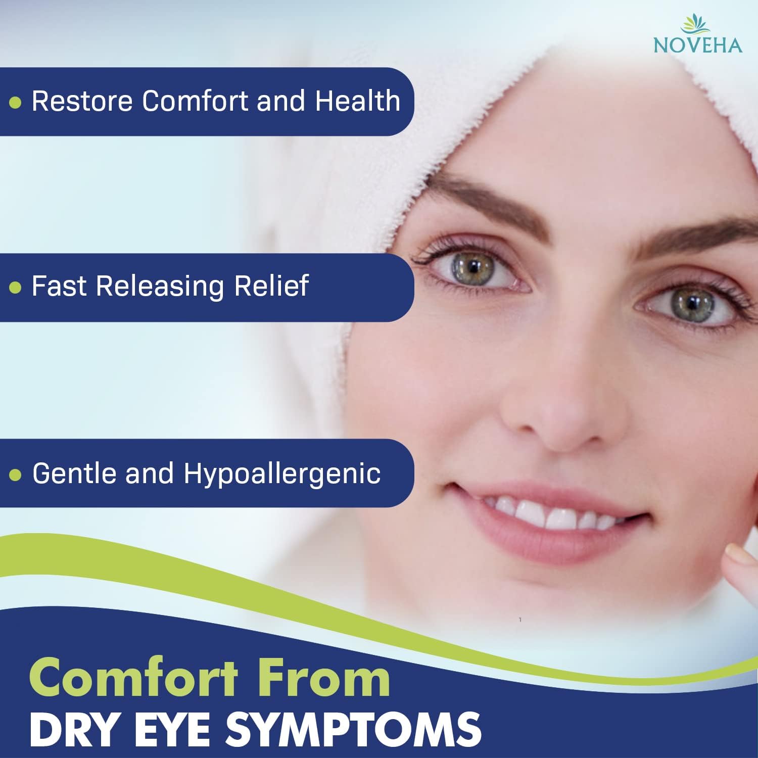 NOVEHA eyelid wipes for makeup removal and clean lids.