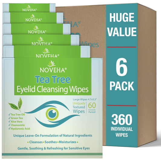 NOVEHA tea tree eyelid wipes: gentle cleansing for irritated eyes and eyelid hygiene