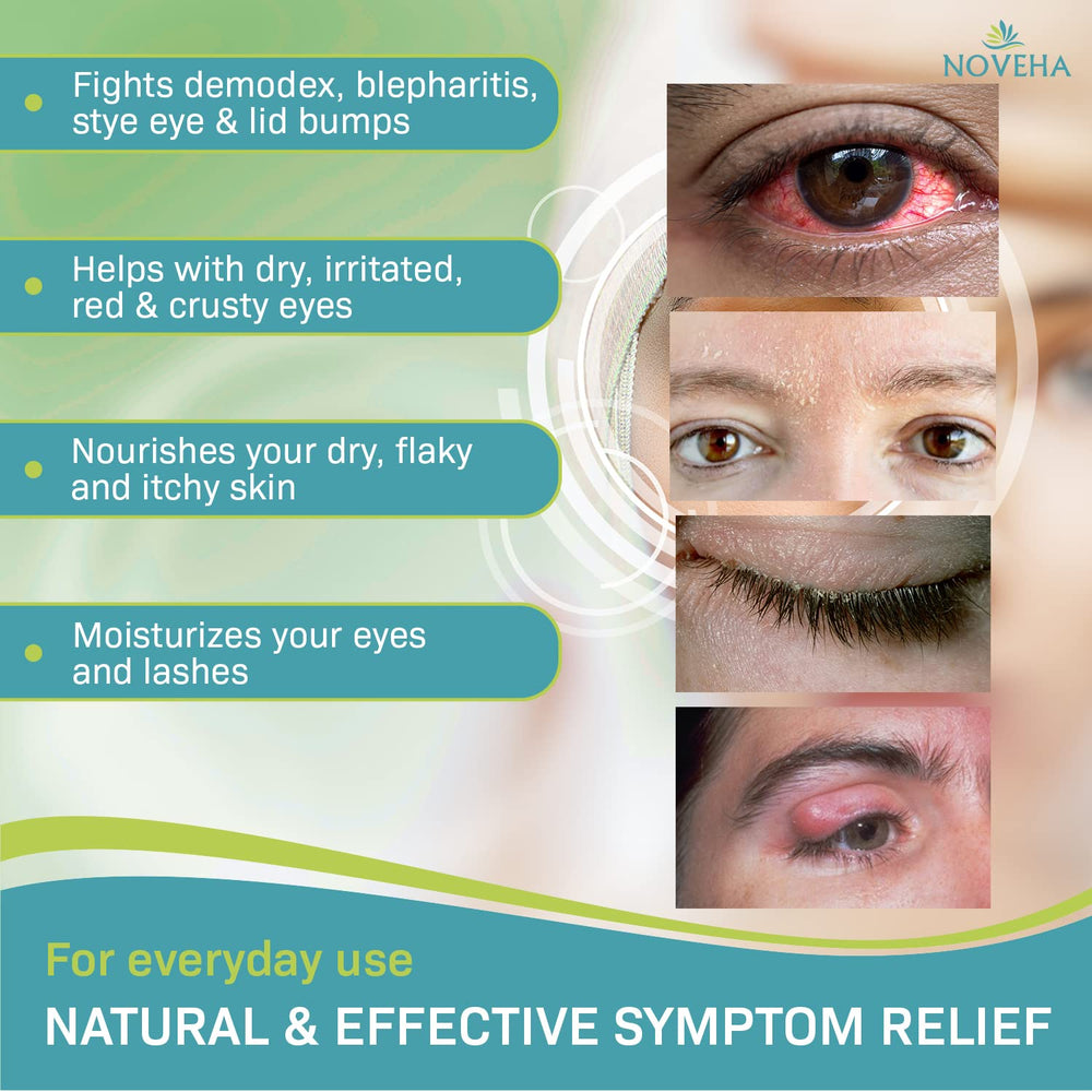 NOVEHA Tea Tree Oil Foaming Cleanser organic ingredients graphic.