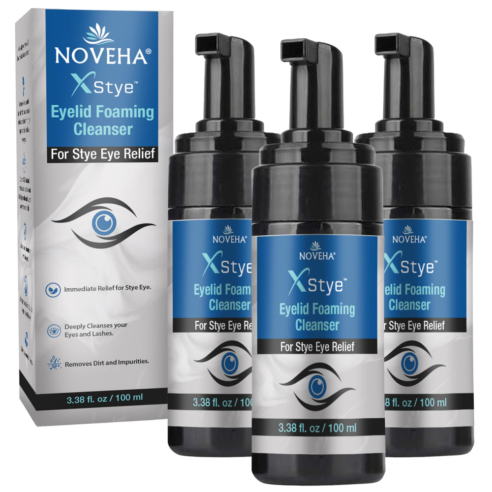 NOVEHA XStye foaming cleanser bottle pour for daily eyelid cleansing