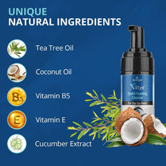 NOVEHA XStye cleanser applied to eyelids for soothing cleanse