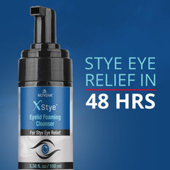 NOVEHA XStye foam lather demonstrates gentle cleansing for eyes