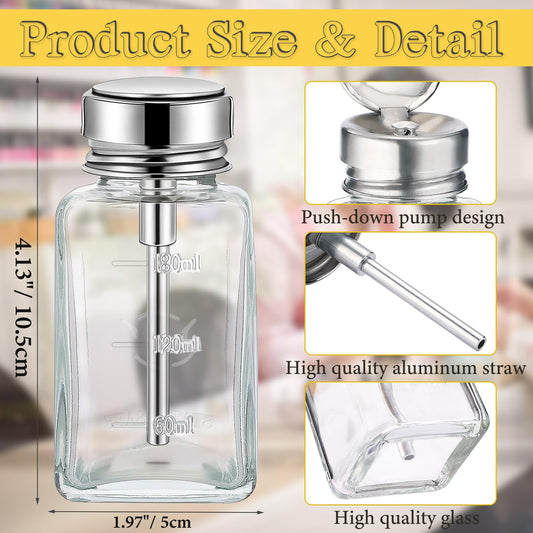 Noverlife clear glass pump dispenser 180ml pack for easy refills