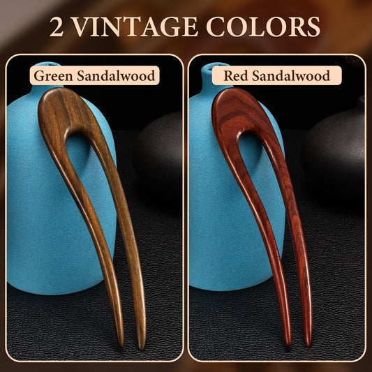 Noverlife crescent moon design hair fork in red sandalwood adds a bold accent.