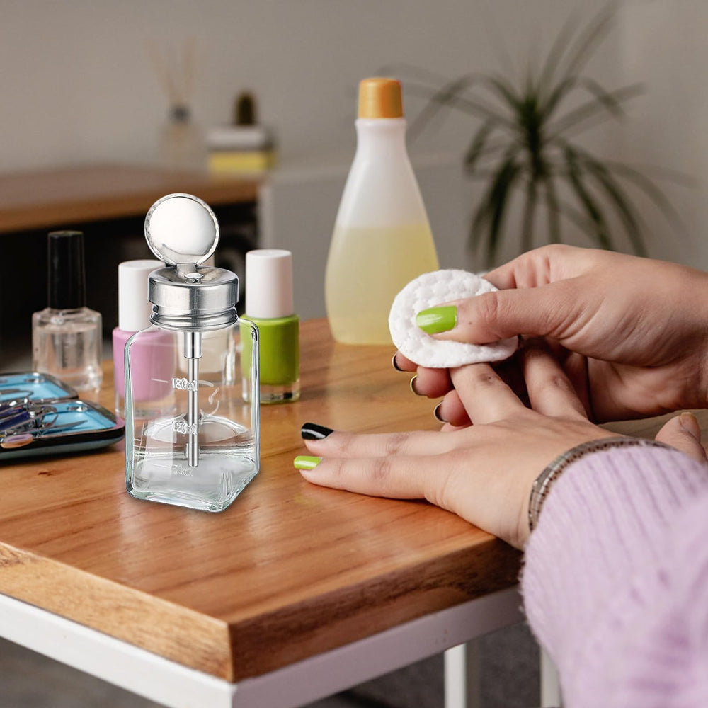 Noverlife nail remover dispenser bottle in square form fits compact spaces