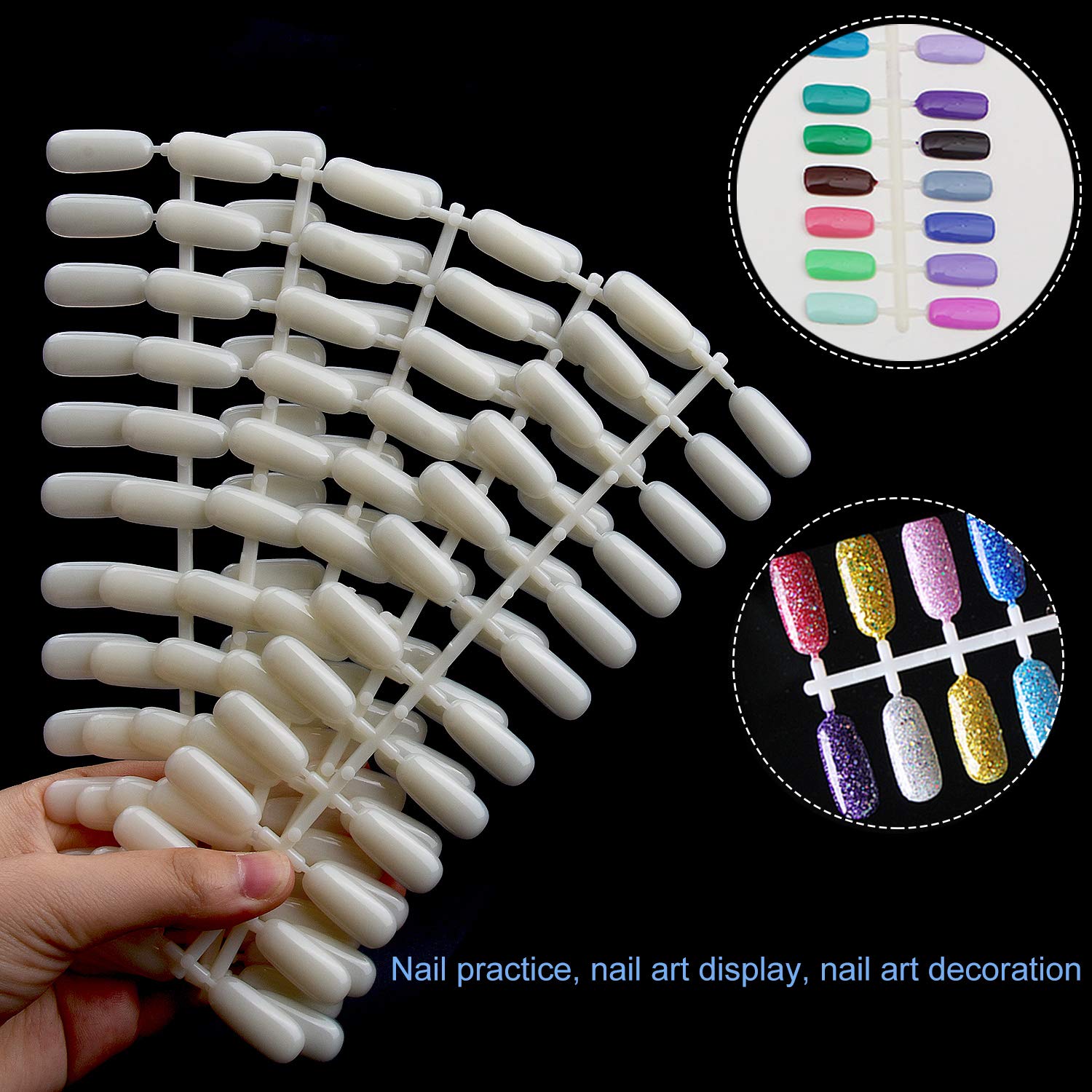 Noverlife nail tips for practice and training on display boards and demos.