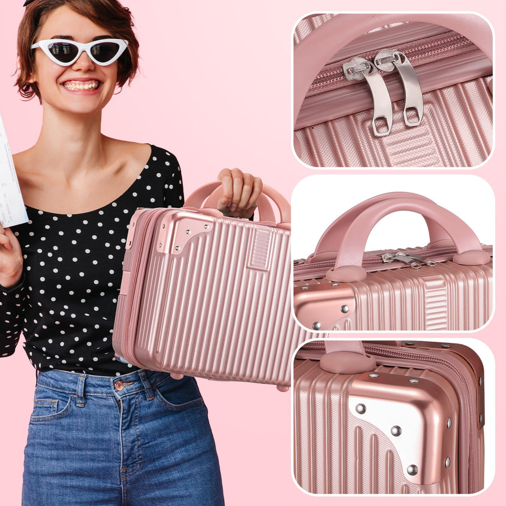 Noverlife rose gold makeup case durable zipper for long-lasting use.