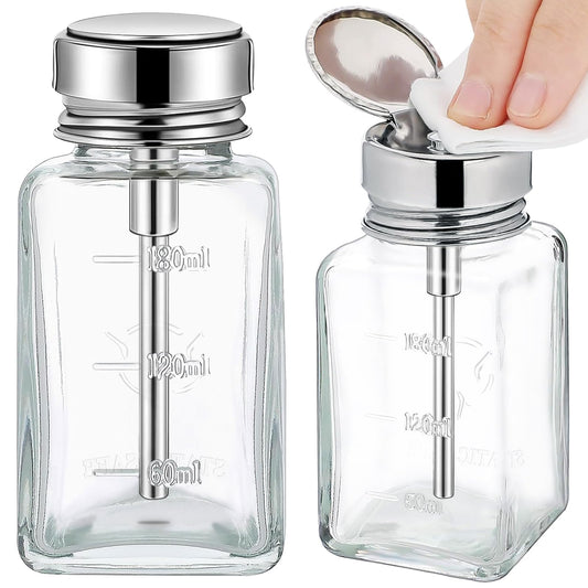 Noverlife square glass pump bottle 180ml showing clear contents for quick identification