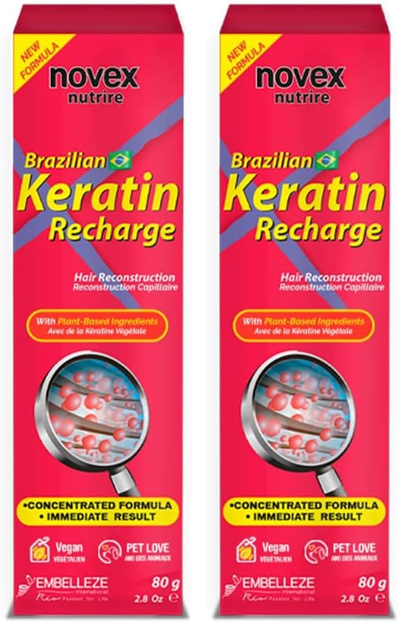 NOVEX Brazilian Keratin Recharge Leave-In 80g tube for frizz control and damage repair