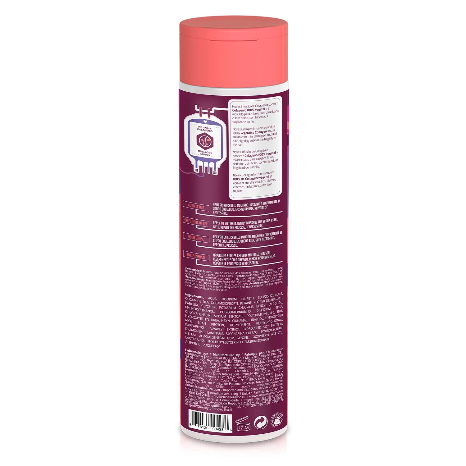 NOVEX shampoo bottle pouring signaling preparation for a cleansing routine.