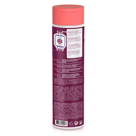 NOVEX shampoo bottle pouring signaling preparation for a cleansing routine.