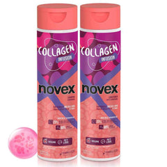 NOVEX shampoo and conditioner duo displayed on shelf for easy daily care.