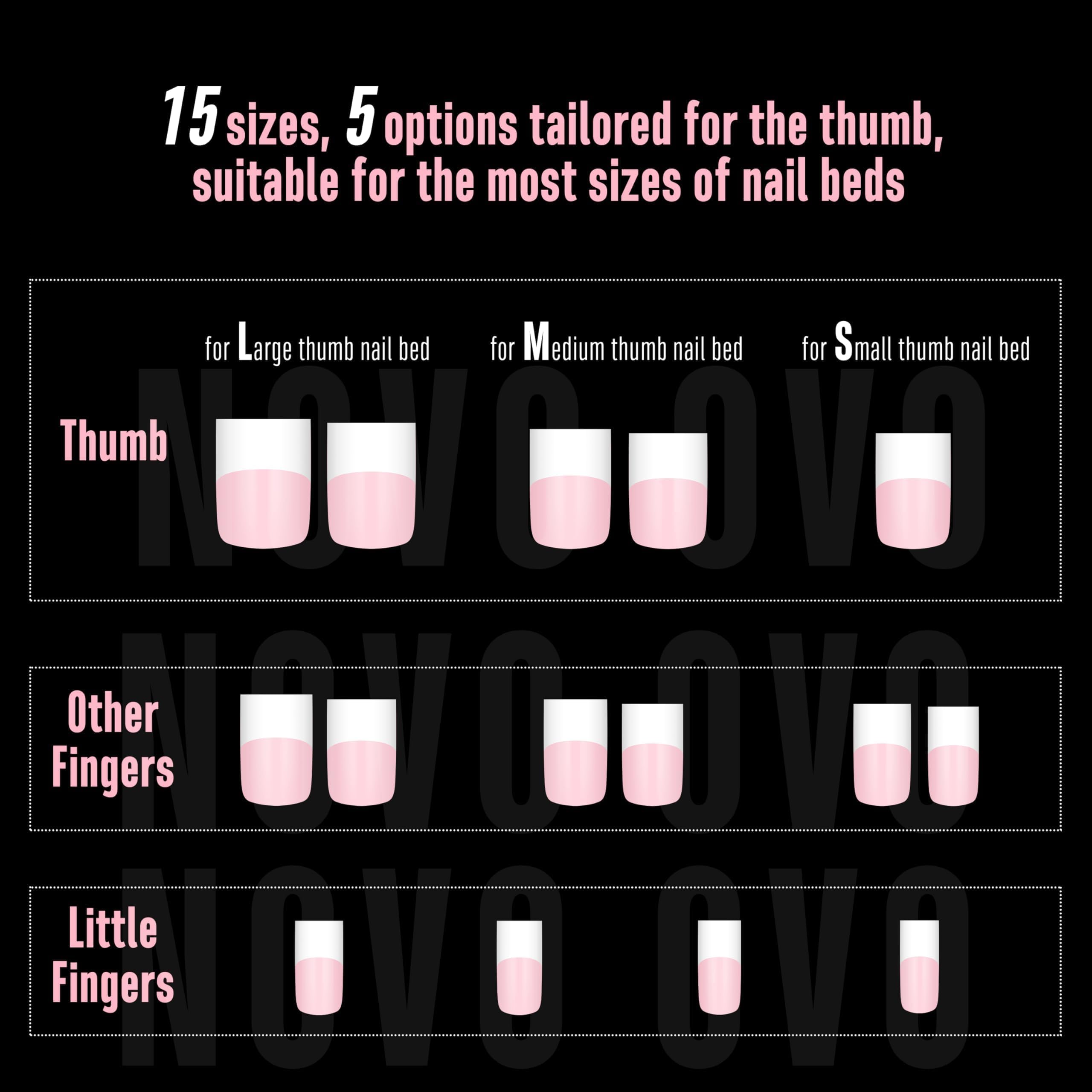 NOVO OVO 15-size range to fit most nail beds for precise manicures.