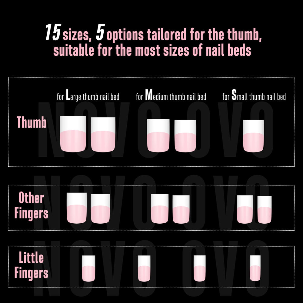 NOVO OVO 15-size range to fit most nail beds for precise manicures.