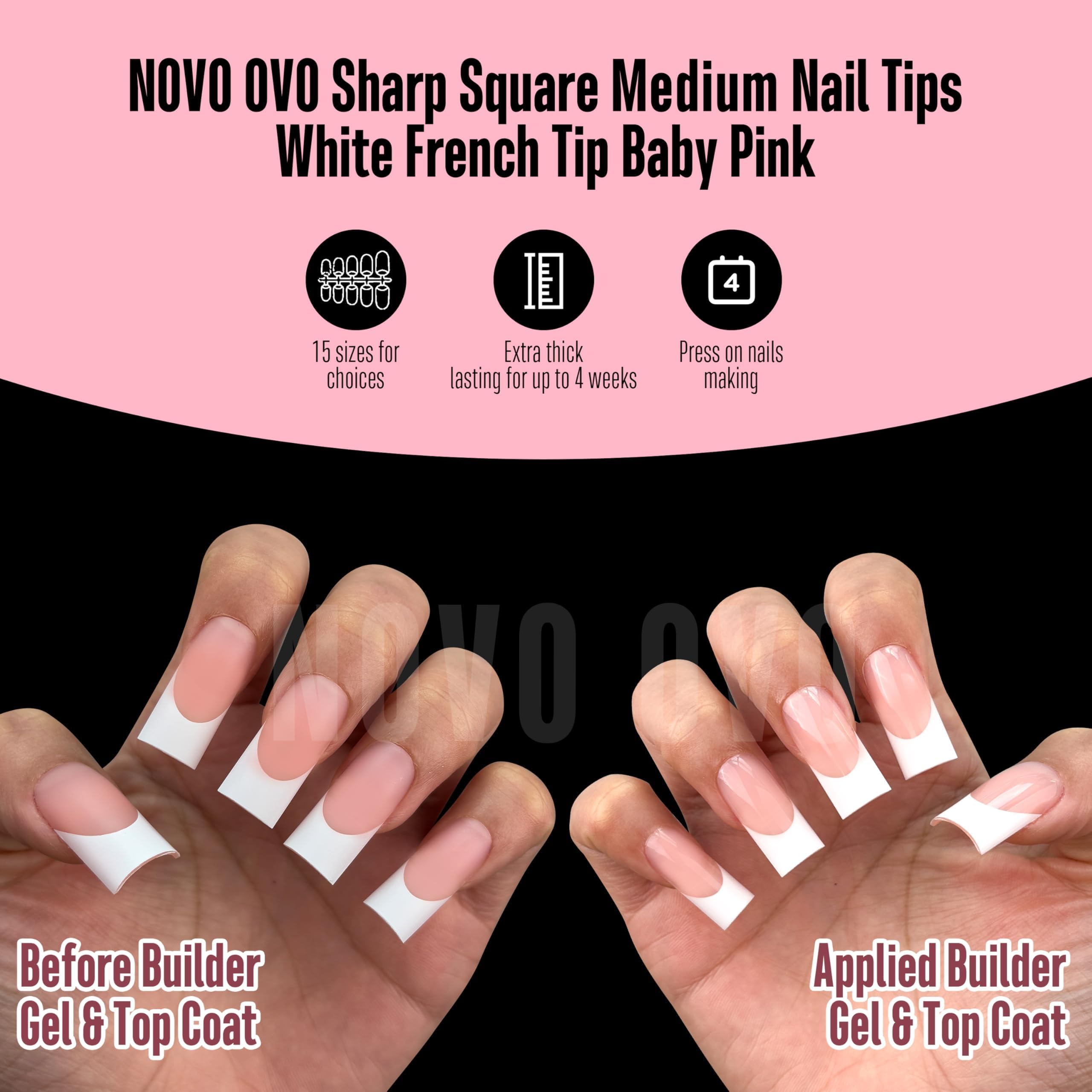 NOVO OVO 15-size nail tips set fits varied nails for a personalized fit