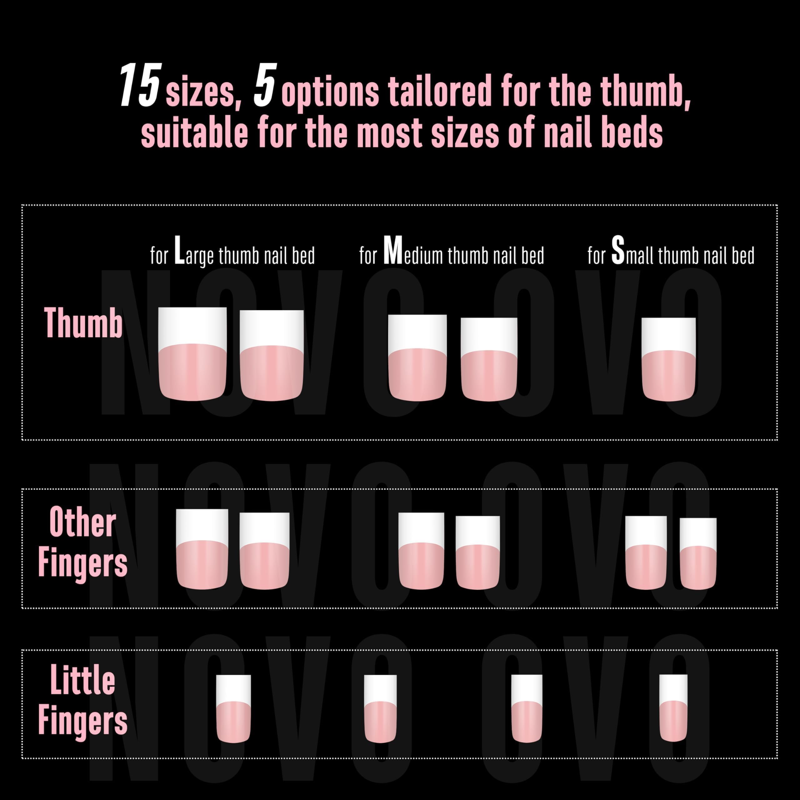 Novo OVO 15 sizes with 240 pcs fit many nail beds