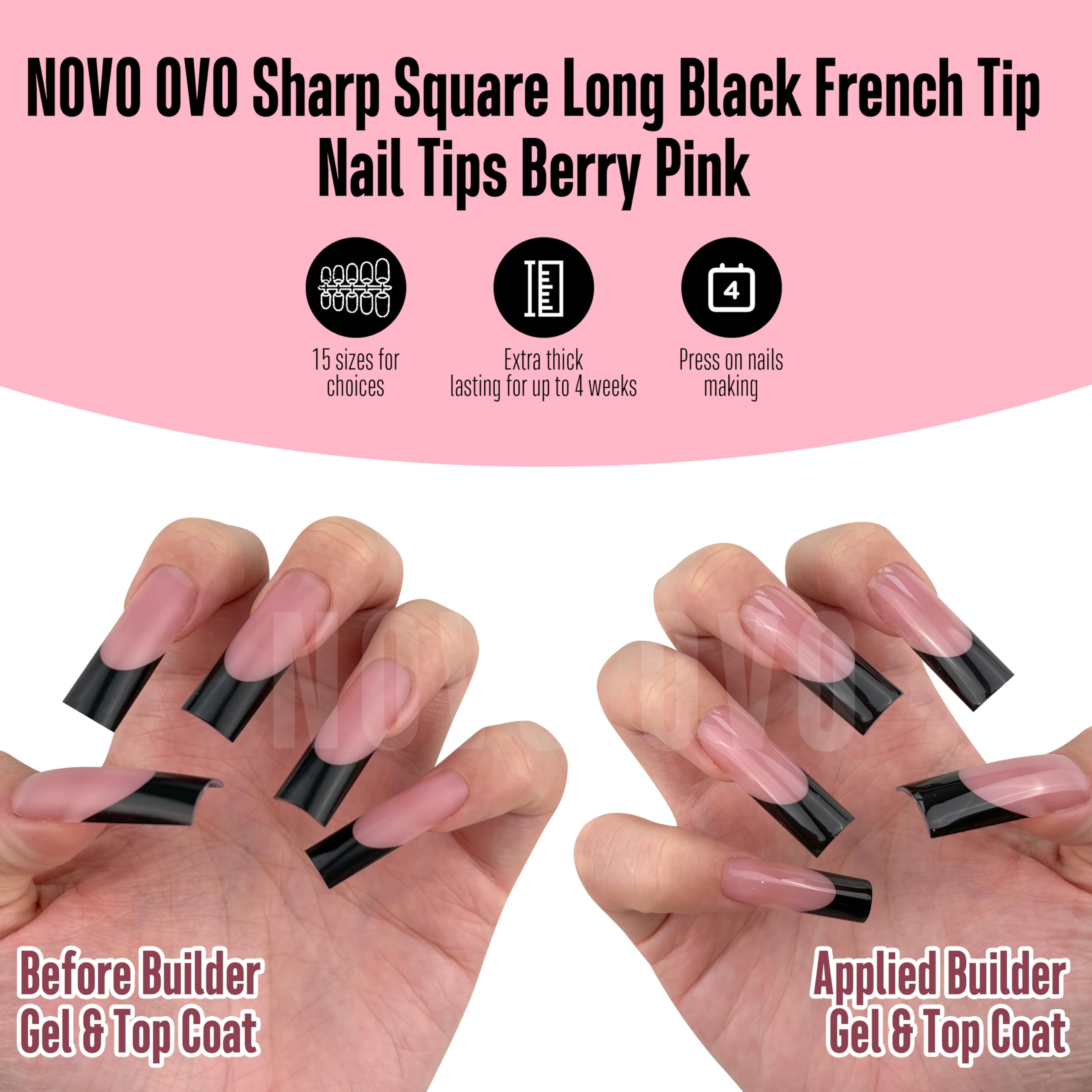 NOVO OVO 15 sizes ensure a snug fit across various nail beds.