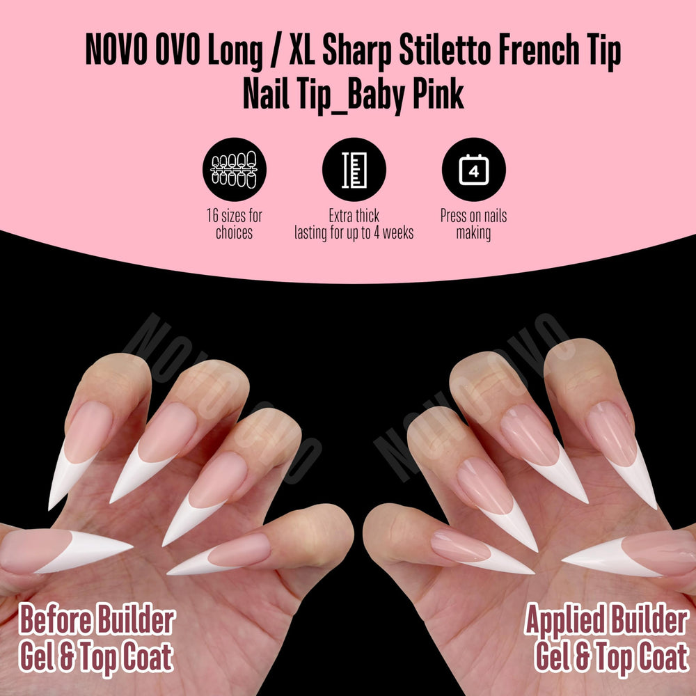 NOVO OVO 16 sizes nail tips in baby pink for a precise fit across nails.