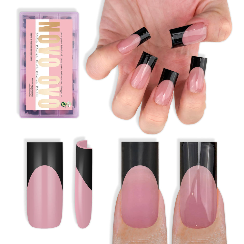 NOVO OVO berry pink nail tips pack shows quick salon style results