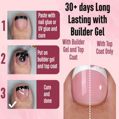 NOVO OVO Berry pink square round tips with pre-applied primer and base coat