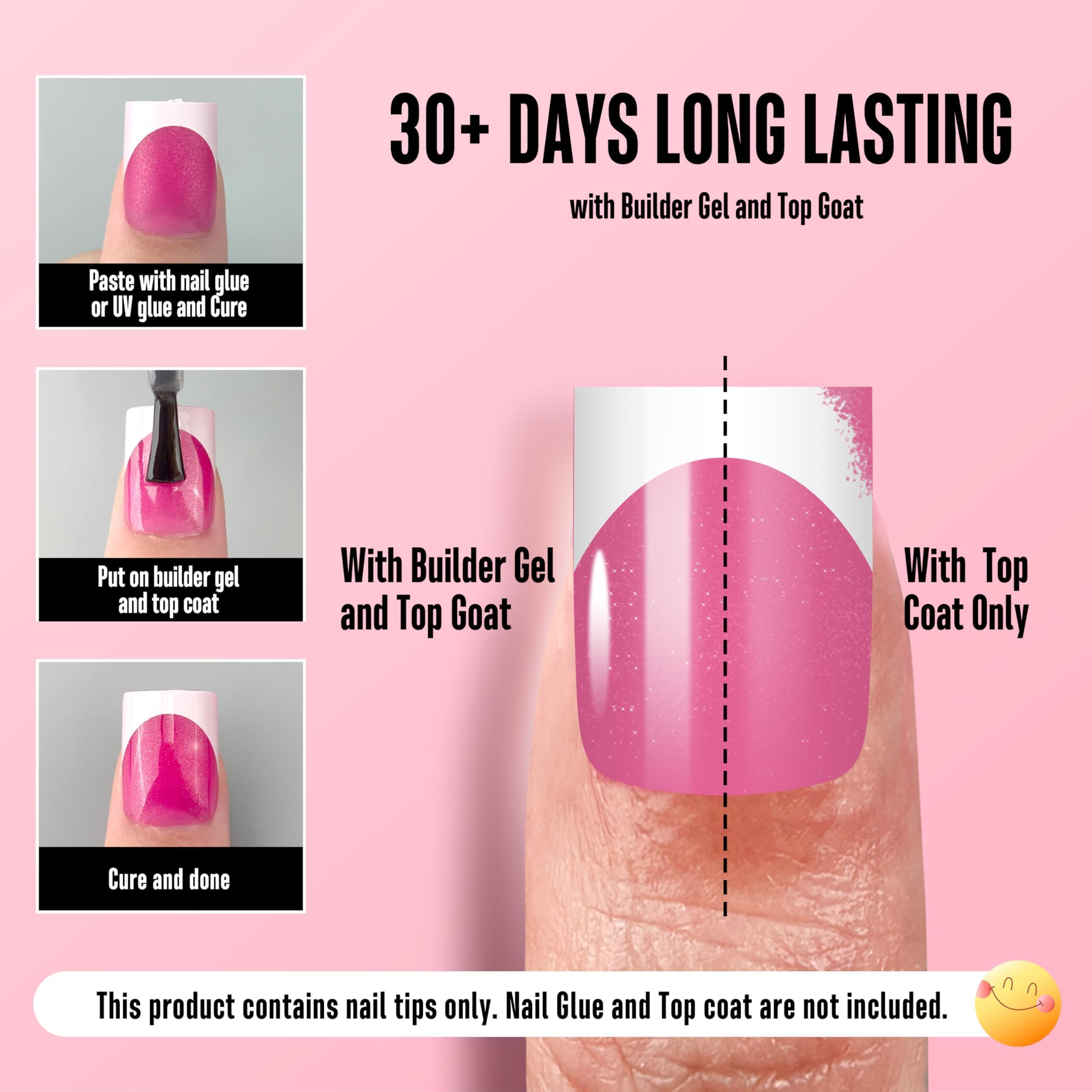 NOVO OVO builder gel compatible tips accept gel, acrylic, and dip powders.